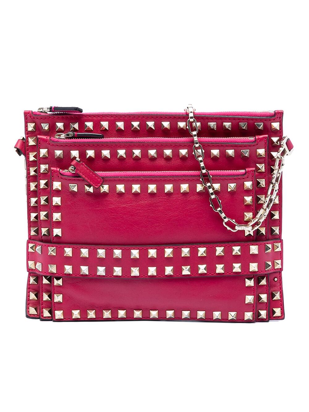 Valentino Leather Rockstud Triple Zip #345648V40B